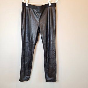 Karl Lagerfeld Legging Faux Leather Moto Pant Black Logo Waistband